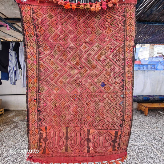 old colored, Moroccan rug, antique rug, unique Vintage Kilim, Wool Kilim, Area Kilim, Salon Kilim, Rugs, Rare home decor, The Berber House